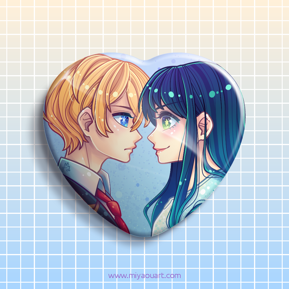 Aqua & Akane Heart Pin