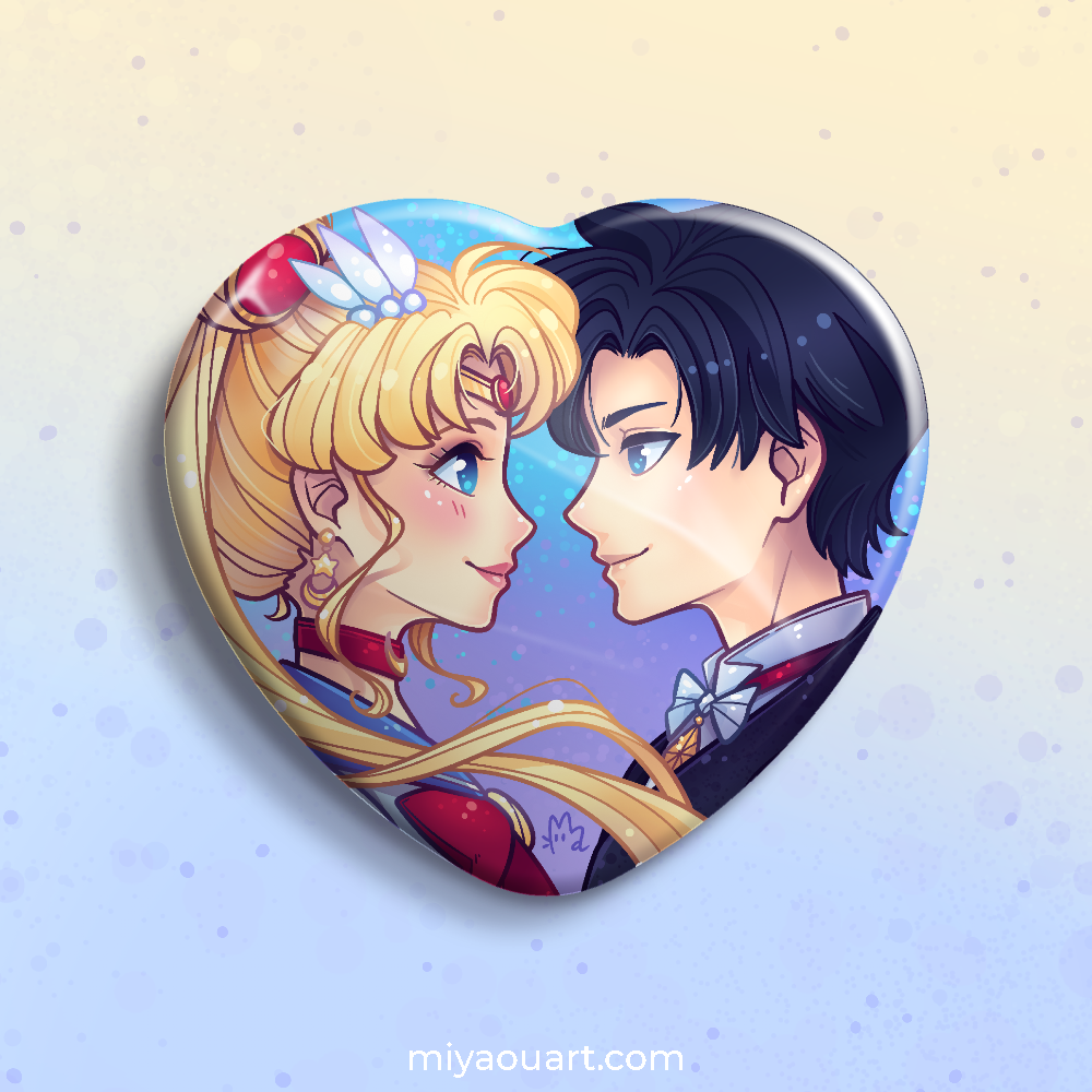 Sailor Moon & Tuxedo Mask Heart Pin