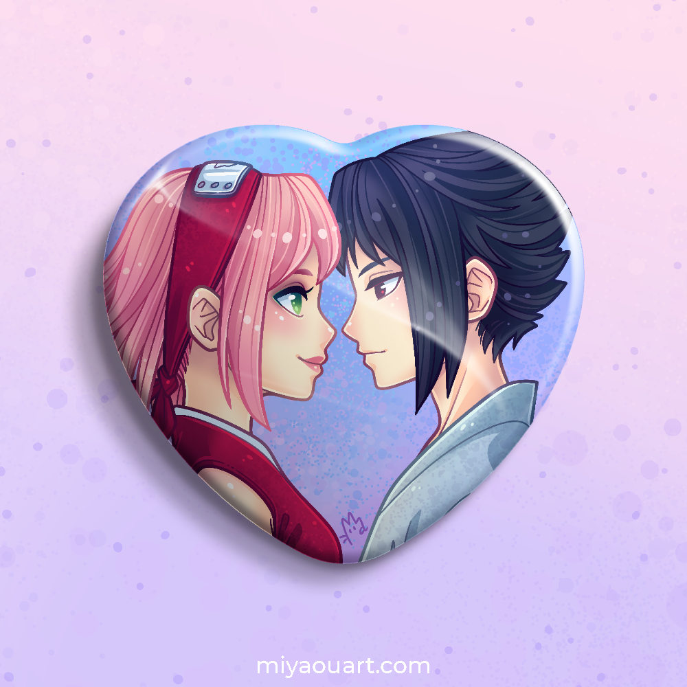 SasuSaku Heart Pin