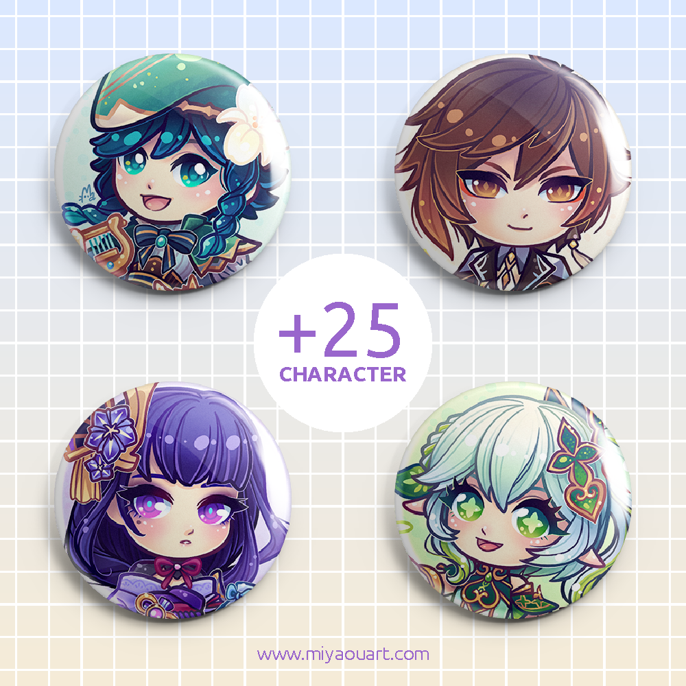 Genshin Chibi Pinback Buttons