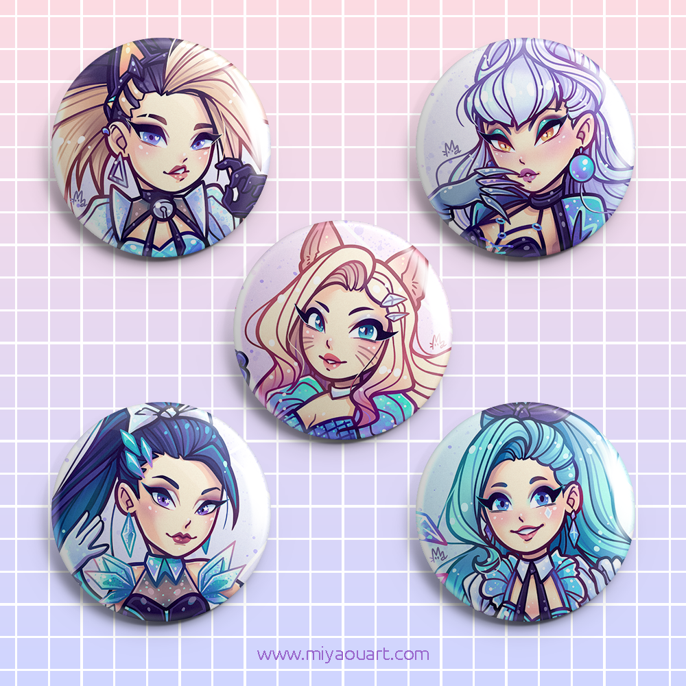 KDA All Out Pinback Buttons