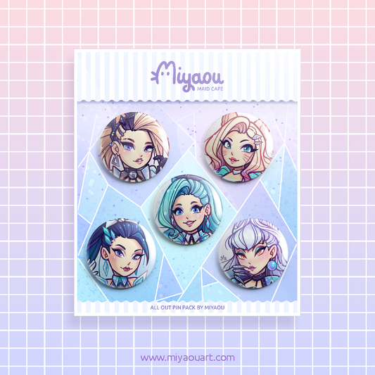 KDA All Out Pinback Buttons