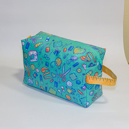 Mint Green Sewing Pattern Zipper Pouch