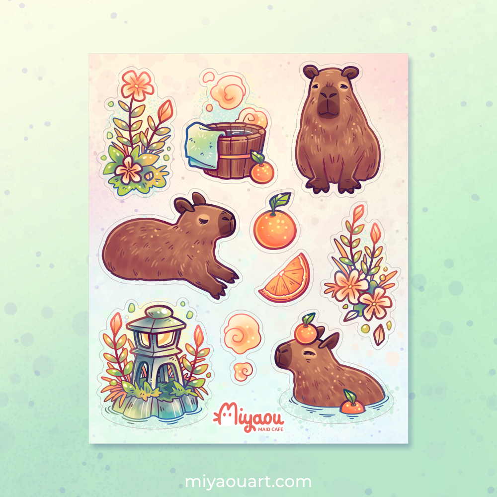 Capybara Onsen Stickersheet