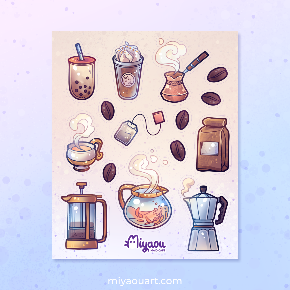 Coffee and Tea Stickersheet
