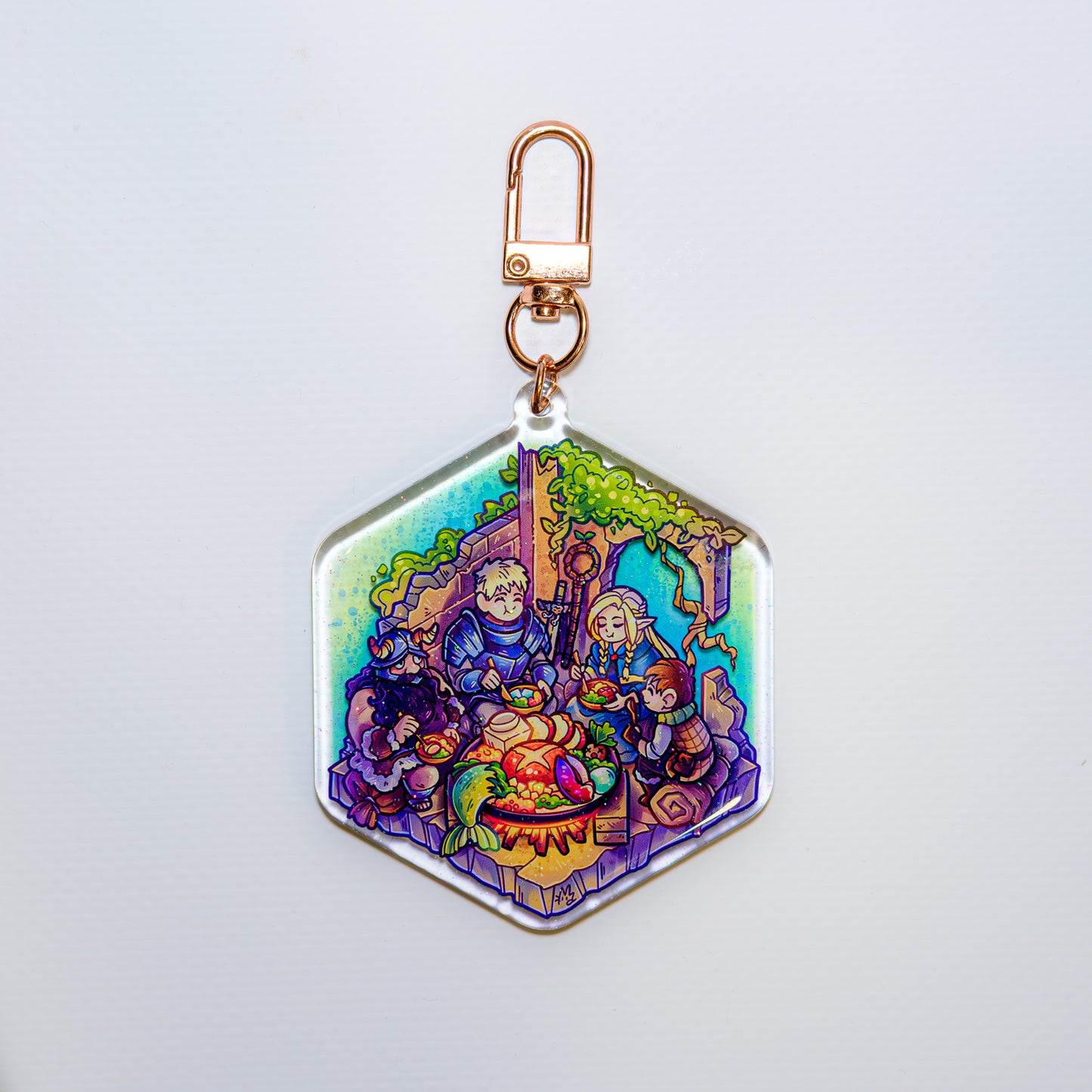 Dungeon Meshi Hatszög Kulcstartó