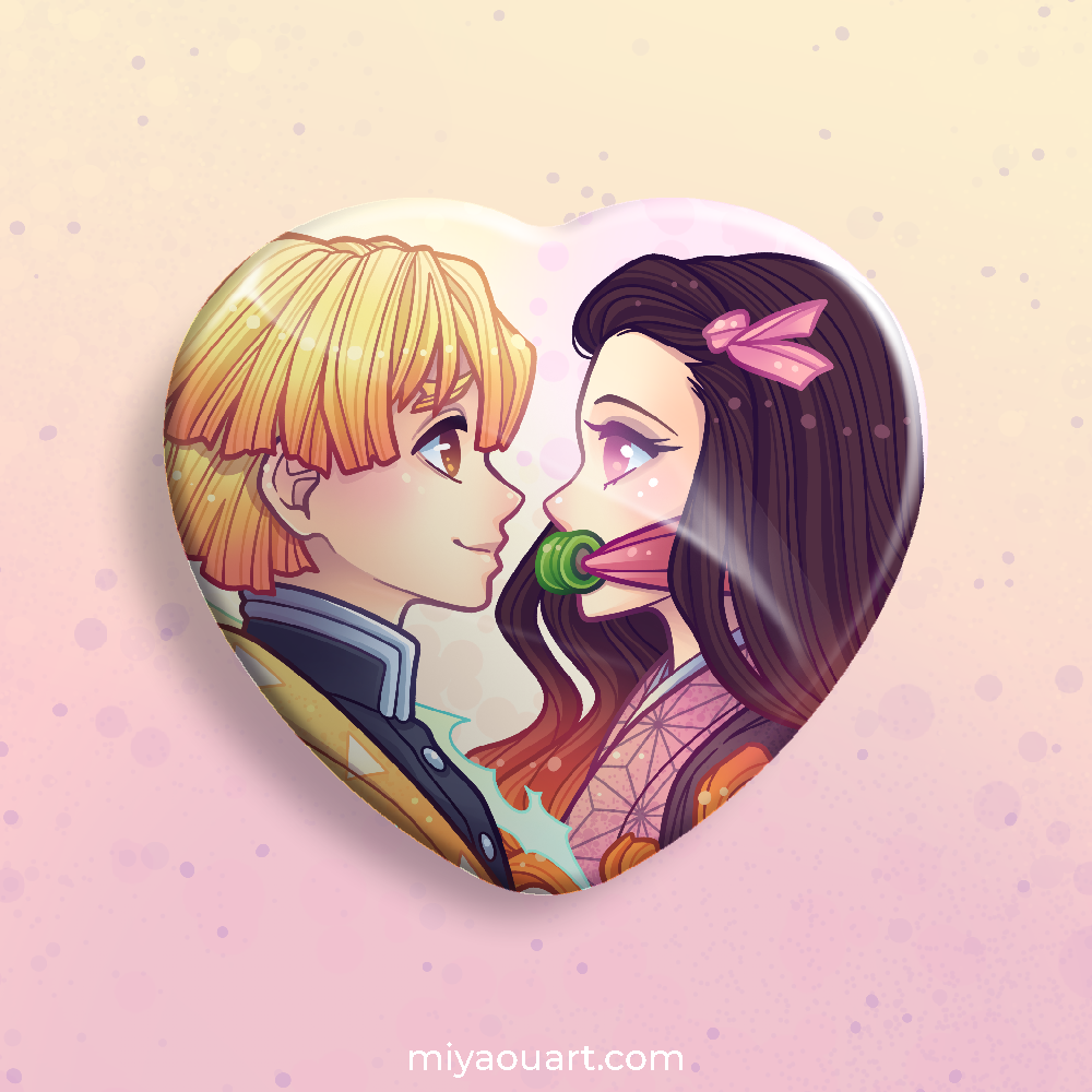 Nezuko & Zenitsu Ship Heart Pin