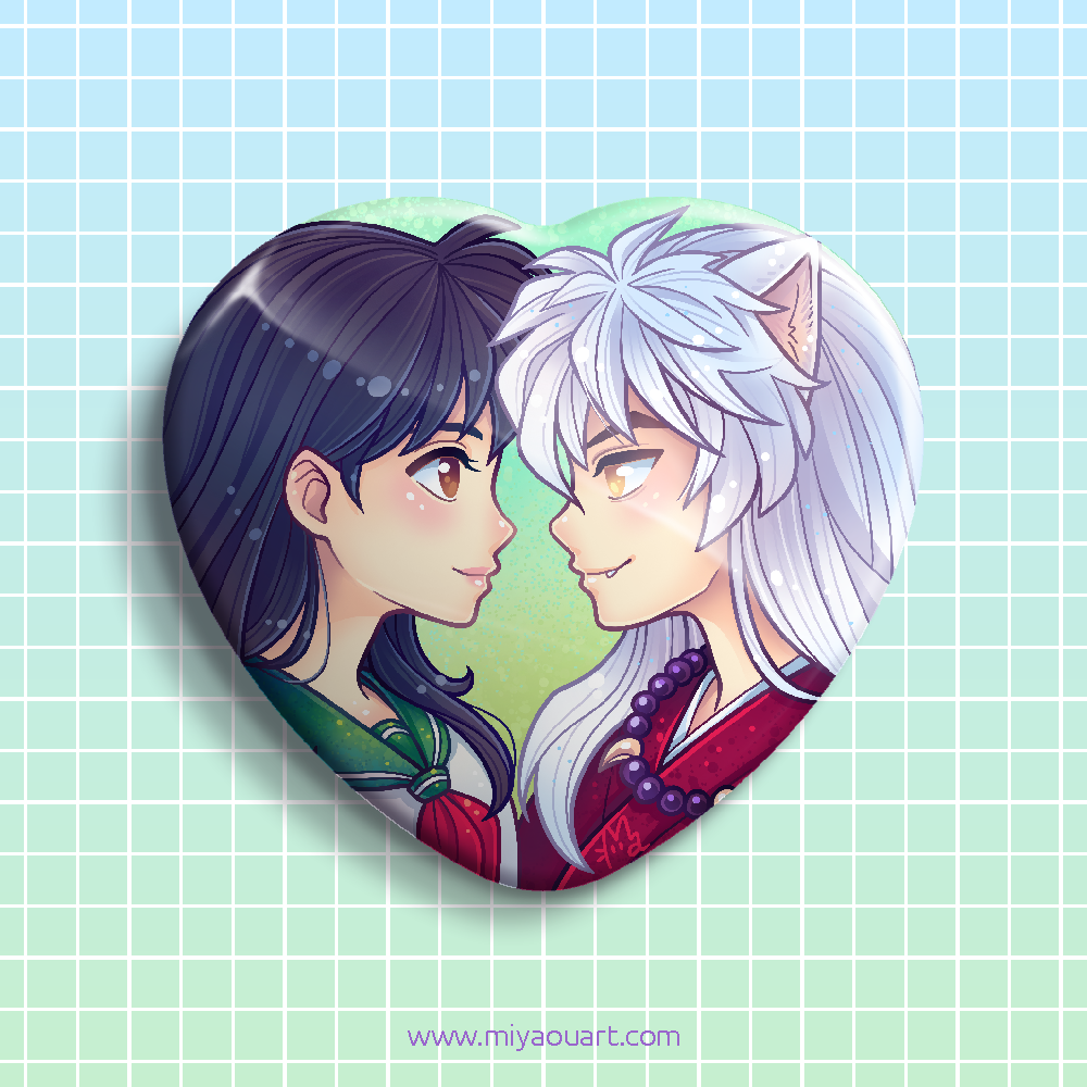 Kagome & Inuyasha Heart Pin