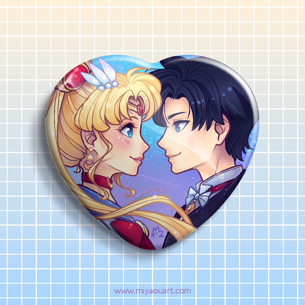 Sailor Moon & Tuxedo Mask Heart Pin