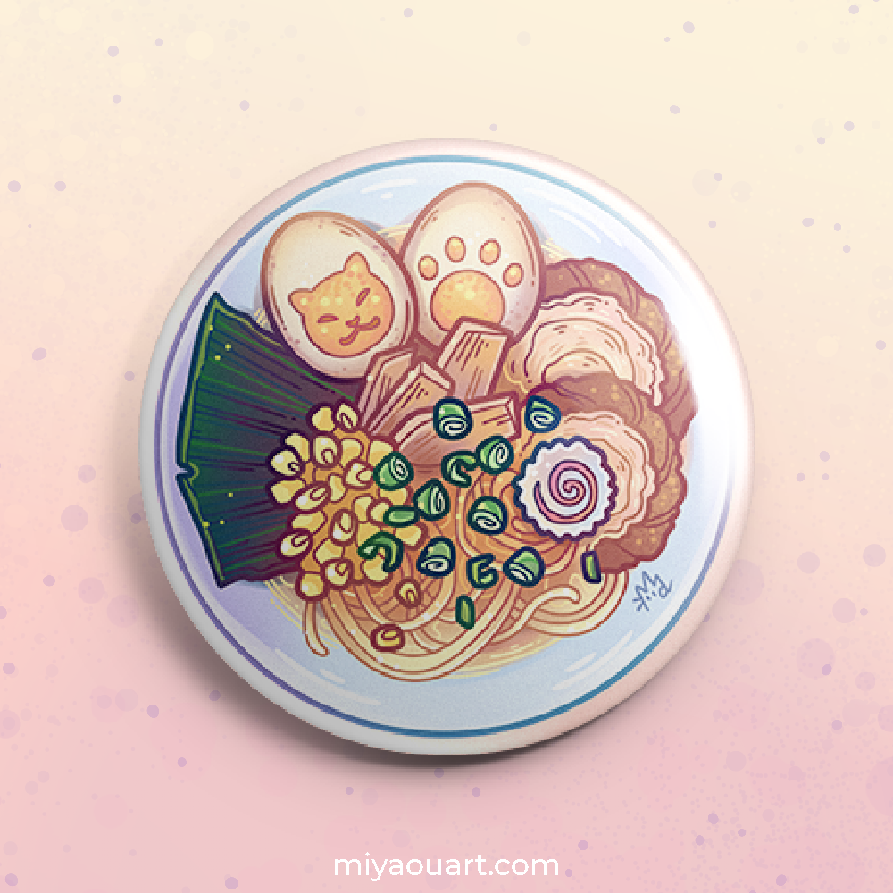 Rameow: Kitty Ramen Buttons