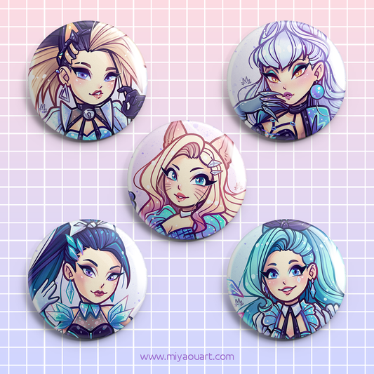 KDA All Out Pinback Buttons