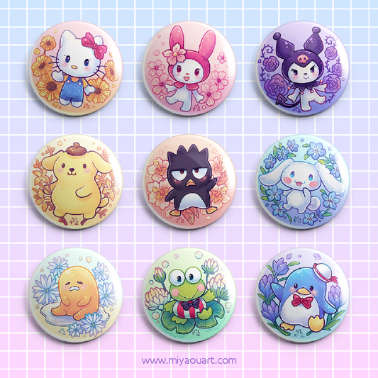 Hello Spring Sanri0 Pinback Buttons