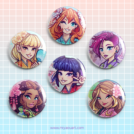 Hanami Winx Pinback Buttons