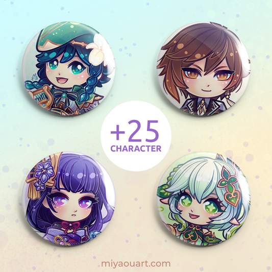 Genshin Chibi Pinback Buttons
