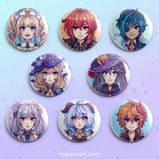 Genshin Portrait Pinback Buttons