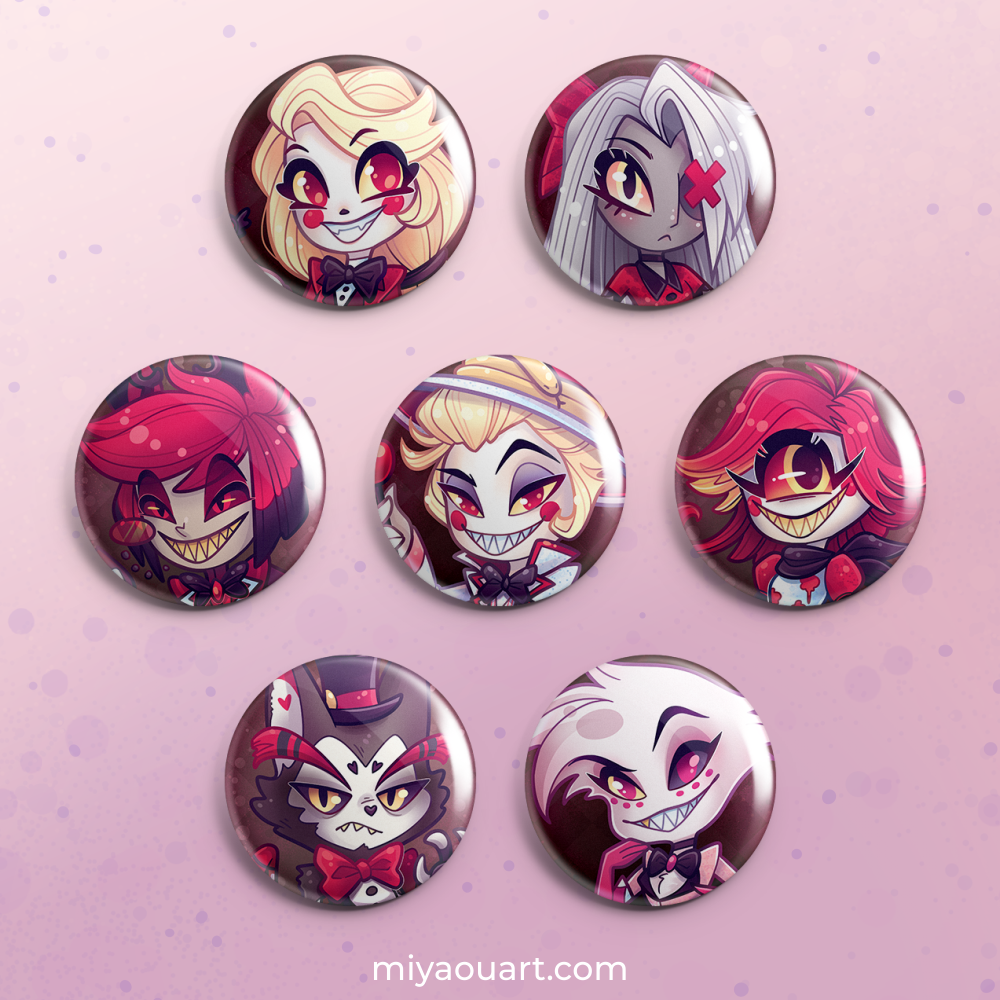 Hazbin Chibi Pinback Buttons