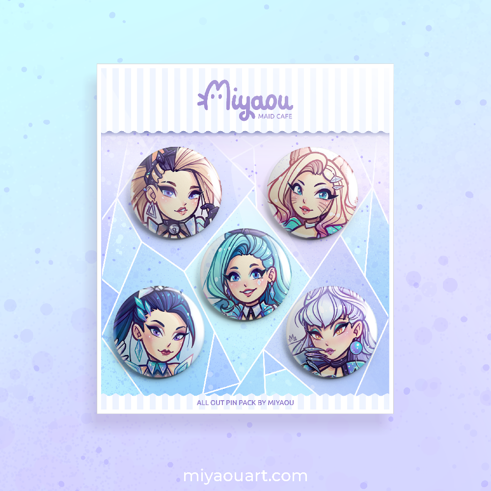 KDA All Out Pinback Buttons
