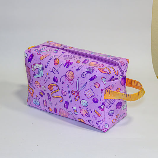 Purple Sewing Pattern Zipper Pouch