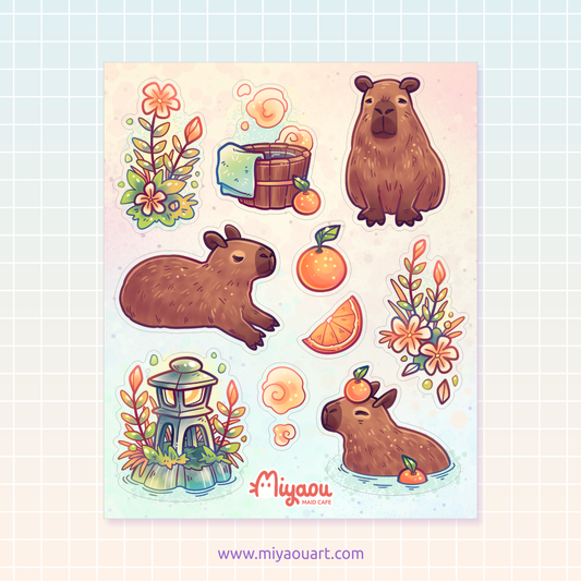 Capybara Onsen Stickersheet