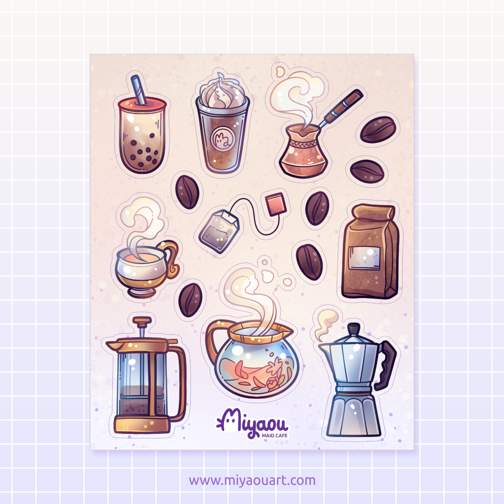 Coffee and Tea Stickersheet