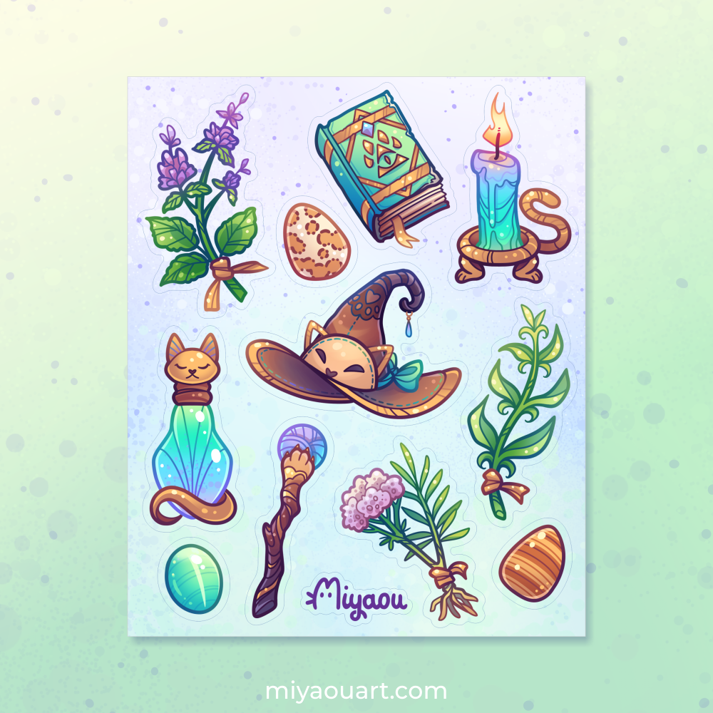 Herbal Cat Witch Stickersheet