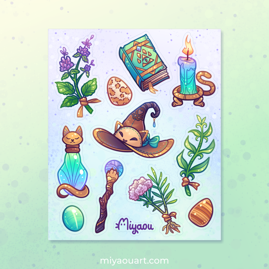 Herbal Cat Witch Stickersheet